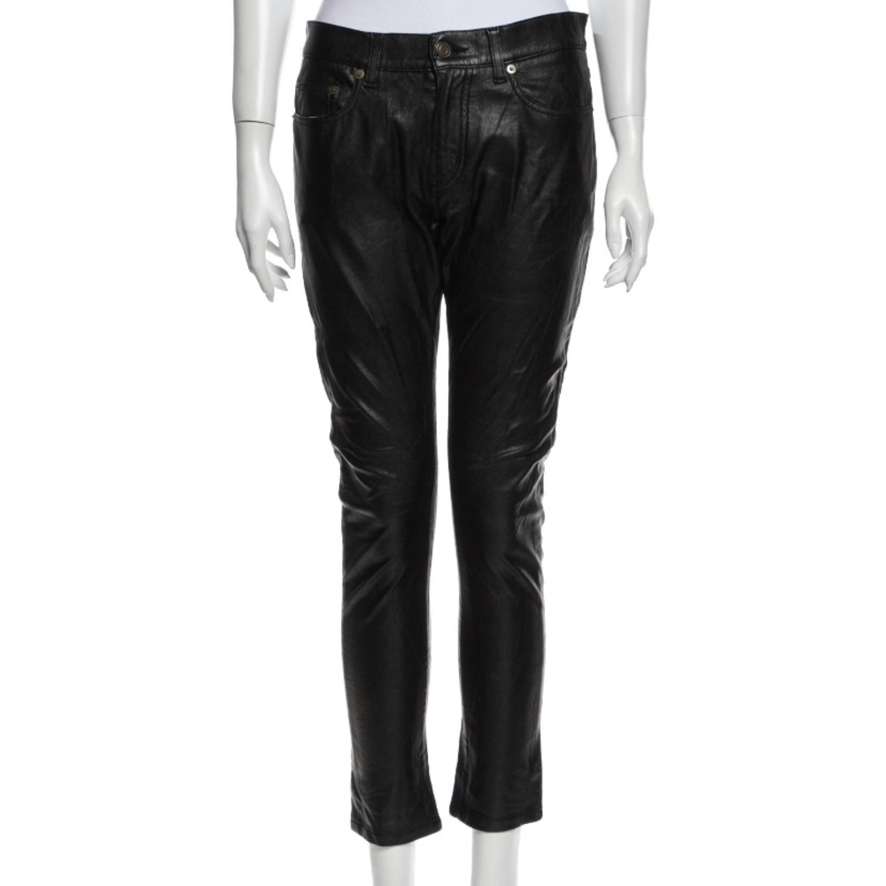 Saint Laurent black leather look pants jeans